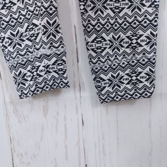 🎁 5 for $25 PINK VIctorias Secret Fair Isle Black White Pajama Pants - Picture 4 of 11